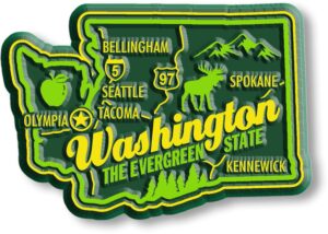 washington premium state magnet by classic magnets, 2.6" x 1.8", collectible souvenirs made in the usa