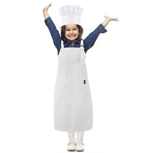 eshato kids chef apron and hat set, cotton material child chef costume, perfect for 5 to12 years old children cooking, baking, painting