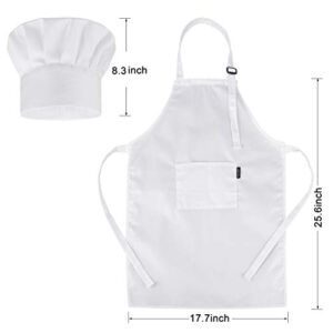 ESHATO Kids Chef Apron and Hat Set, Cotton Material Child Chef Costume, Perfect for 5 to12 Years Old Children Cooking, Baking, Painting