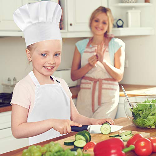 ESHATO Kids Chef Apron and Hat Set, Cotton Material Child Chef Costume, Perfect for 5 to12 Years Old Children Cooking, Baking, Painting