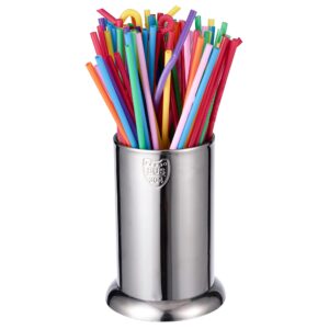 IMEEA Straw Holder for Counter SUS304 Stainless Steel Straw Dispenser Coffee Stirrers Holder