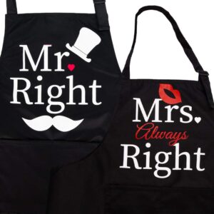 zooron mr and mrs 2 pieces kitchen aprons set gifts, anniversary couple gifts, wedding gifts for couple,aprons for couples…