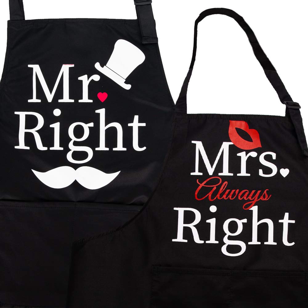 ZOORON Mr and Mrs 2 Pieces Kitchen Aprons Set Gifts, Anniversary Couple Gifts, Wedding Gifts for Couple,Aprons for Couples…