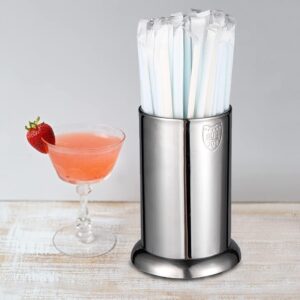 IMEEA Straw Holder for Counter SUS304 Stainless Steel Straw Dispenser Coffee Stirrers Holder