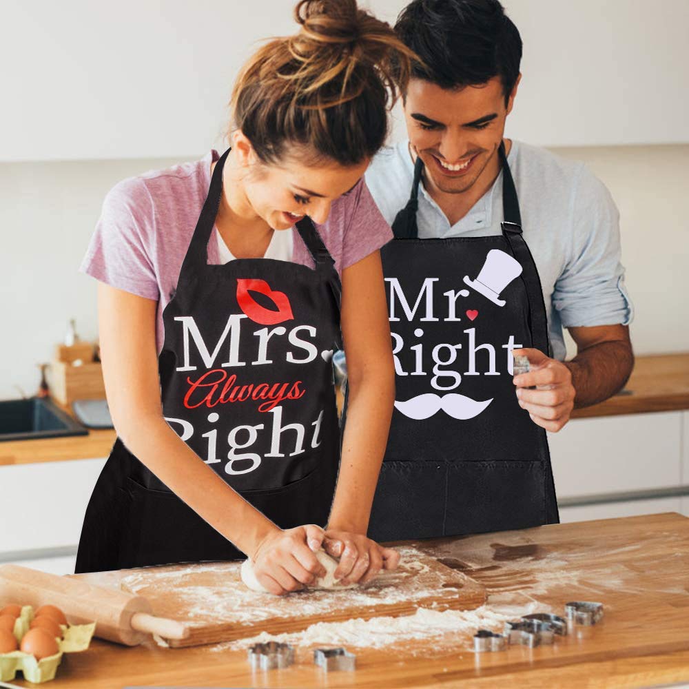 ZOORON Mr and Mrs 2 Pieces Kitchen Aprons Set Gifts, Anniversary Couple Gifts, Wedding Gifts for Couple,Aprons for Couples…