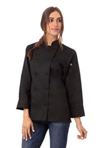 chef works women's sofia chef coat, black, medium