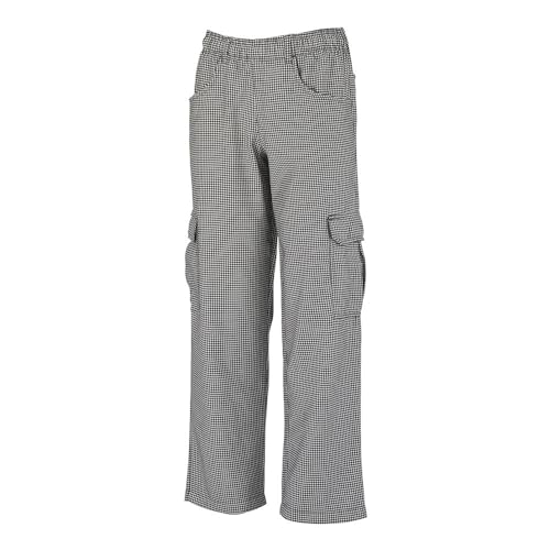 Mercer Culinary M61071HTL Genesis Women's Chef Cargo Pant in Hounds Tooth, Large, Black/White