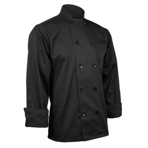 chefscloset black long sleeve button chef coat/jacket - unisex - large