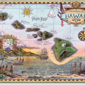 Hawaiian Art Collectible Refrigerator Magnet - Map of Old Hawaii