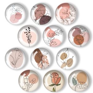 12pcs glass refrigerator magnets, strong magnetic fridge magnets, line drawing crystal fridge magnets decorative for kitchen, school, office whiteboard, cabinet and dishwasher