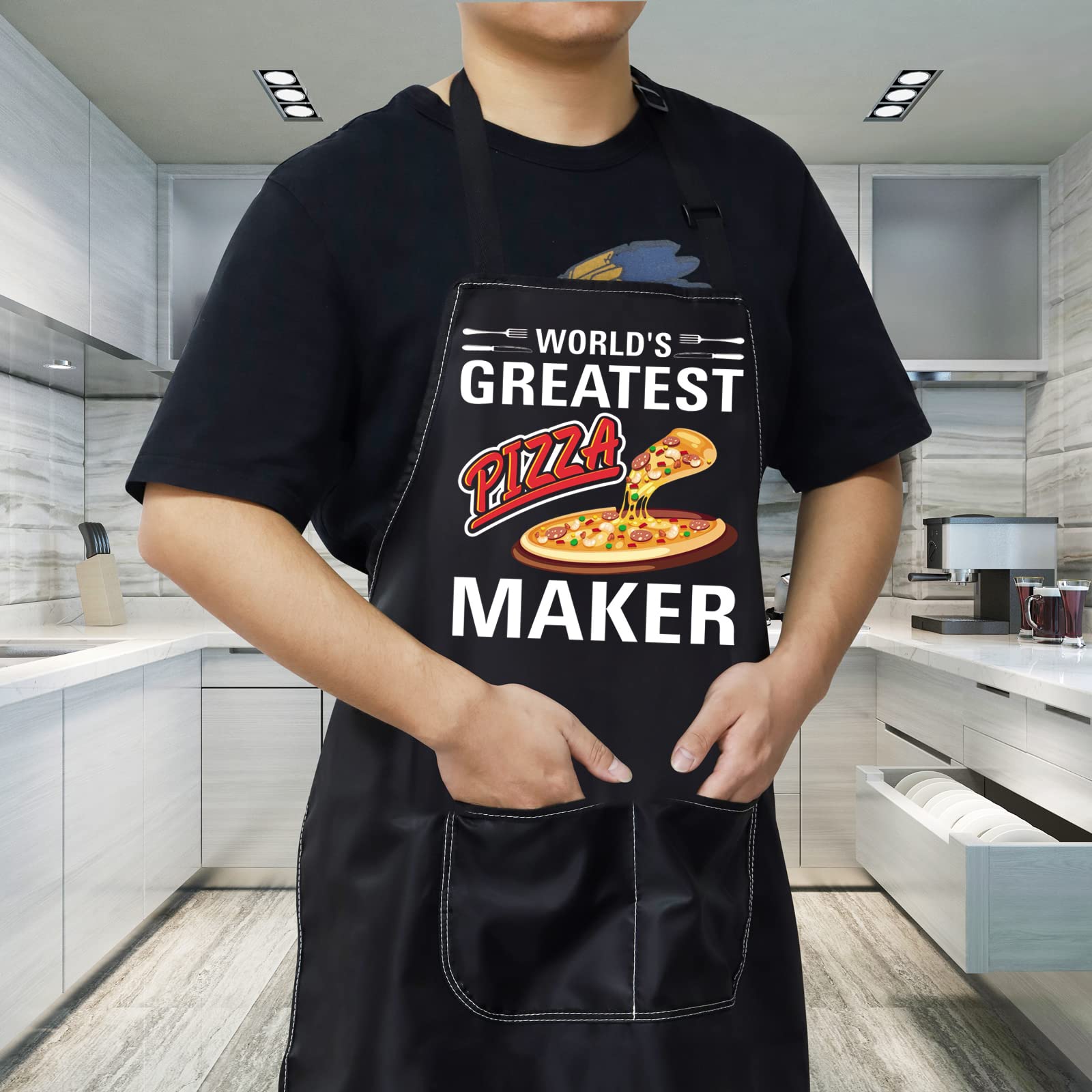 WZMPA Pizza Lover Adjustable Apron With Pocket Pizza Chef Gifts World's Greatest Pizza Maker Apron For Men Women (Pizza Maker apron)