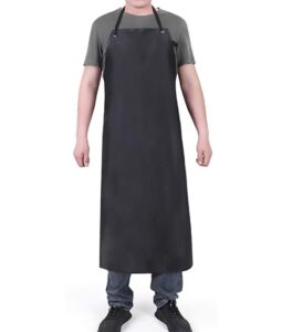 waterproof apron rubber vinyl, heavy duty 43" x 31" plastic apron keeps you clean and dry when dishwashing, lab work, butcher, dog grooming, cleaning fish