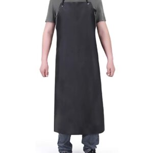 Waterproof Apron Rubber Vinyl, Heavy Duty 43" x 31" Plastic Apron Keeps You Clean and Dry When Dishwashing, Lab Work, Butcher, Dog Grooming, Cleaning Fish