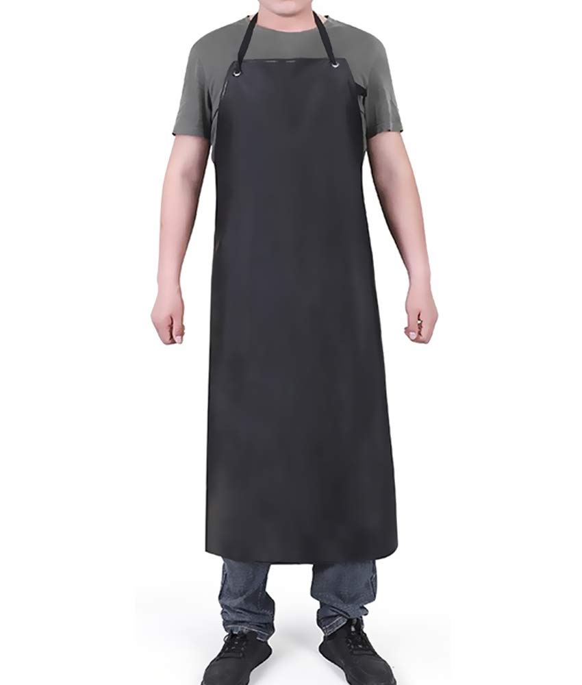 Waterproof Apron Rubber Vinyl, Heavy Duty 43" x 31" Plastic Apron Keeps You Clean and Dry When Dishwashing, Lab Work, Butcher, Dog Grooming, Cleaning Fish