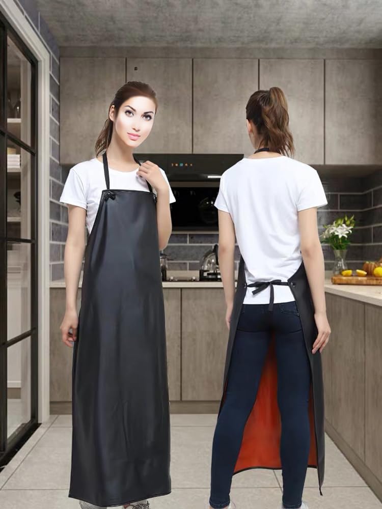 Waterproof Apron Rubber Vinyl, Heavy Duty 43" x 31" Plastic Apron Keeps You Clean and Dry When Dishwashing, Lab Work, Butcher, Dog Grooming, Cleaning Fish