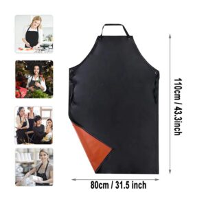 Waterproof Apron Rubber Vinyl, Heavy Duty 43" x 31" Plastic Apron Keeps You Clean and Dry When Dishwashing, Lab Work, Butcher, Dog Grooming, Cleaning Fish