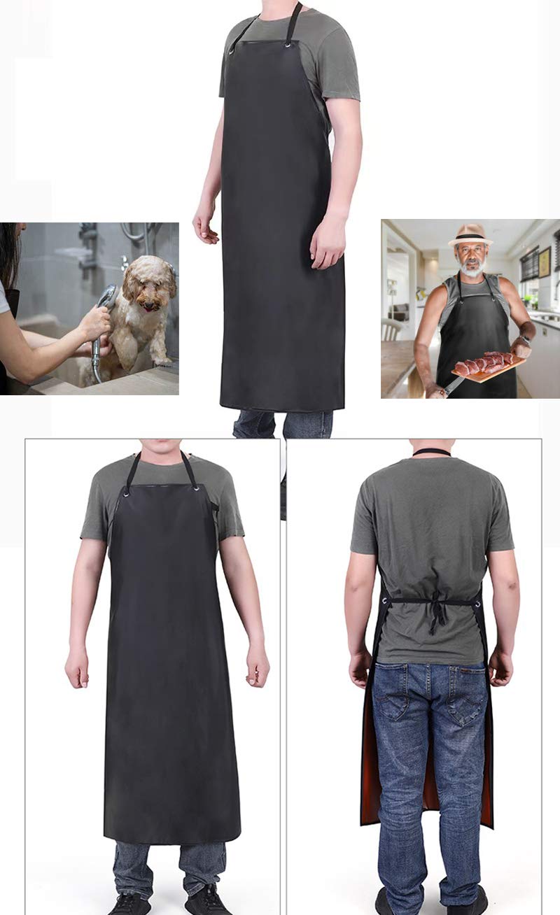 Waterproof Apron Rubber Vinyl, Heavy Duty 43" x 31" Plastic Apron Keeps You Clean and Dry When Dishwashing, Lab Work, Butcher, Dog Grooming, Cleaning Fish