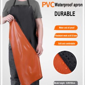 Waterproof Apron Rubber Vinyl, Heavy Duty 43" x 31" Plastic Apron Keeps You Clean and Dry When Dishwashing, Lab Work, Butcher, Dog Grooming, Cleaning Fish