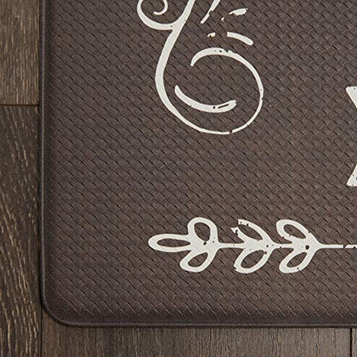 Nicole Miller New York Home Dynamix Coffee Because Anti-Fatigue Kitchen Mat, Brown/Ivory, 20"x39"