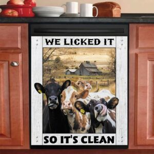 homa cow magnet dishwasher cover, rural farm decor refrigerator magnets decorative funny fridge magnetic kitchen decal vinyl panel decorative 23w*17h inch