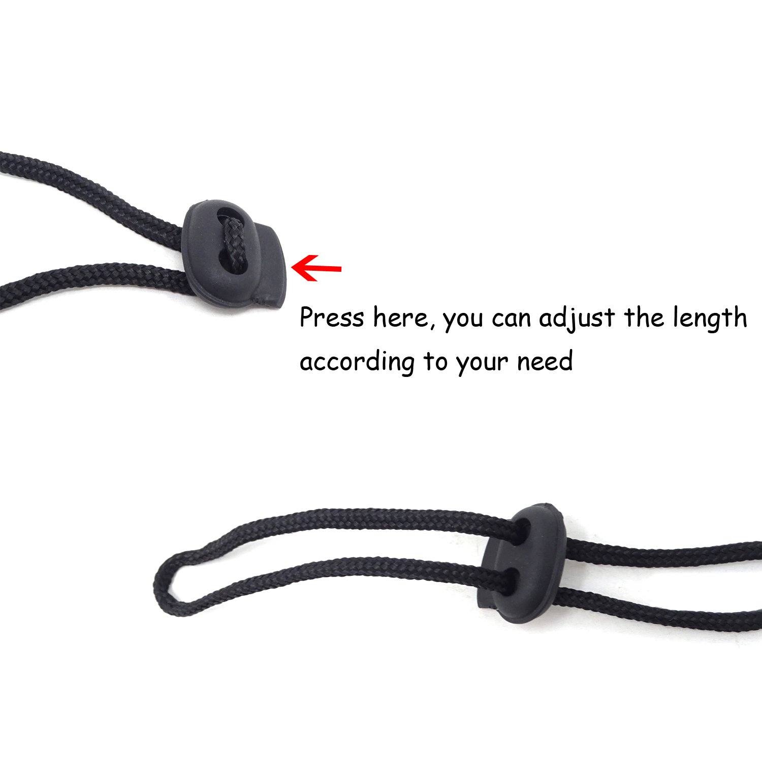 HONBAY 6PCS Black Adjustable Napkin Lanyard Neck Strap with Metal Alligator Clip for Anyone Who Want to Keep Clothes Clean