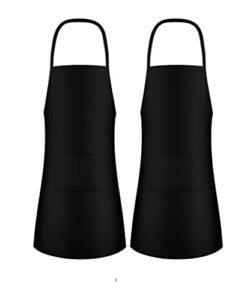 fitplus kitchen apron water and oil resistant apron neck strap, 2 front pockets, durable kitchen apron-2