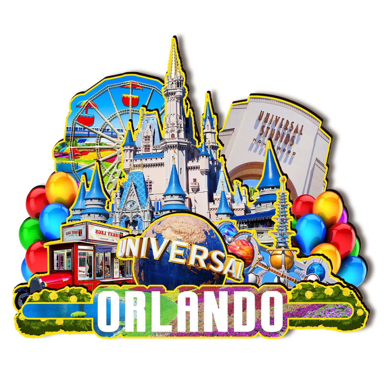 USA Orlando Wooden Magnet 3D Fridge Magnets Travel Collectible Souvenirs Decorations Handmade Crafts-4