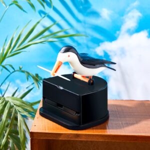 Suclain 2 Pieces Woodpecker Toothpick Holder Bird Toothpick Dispenser Bird Shape Toothpick Case Cute Funny Toothpick Box for Kitchen (White and Black)
