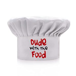 agmdesign funny chef hat, dude with the food, funny bbq chef wear, adjustable kitchen cooking hat for men & women white