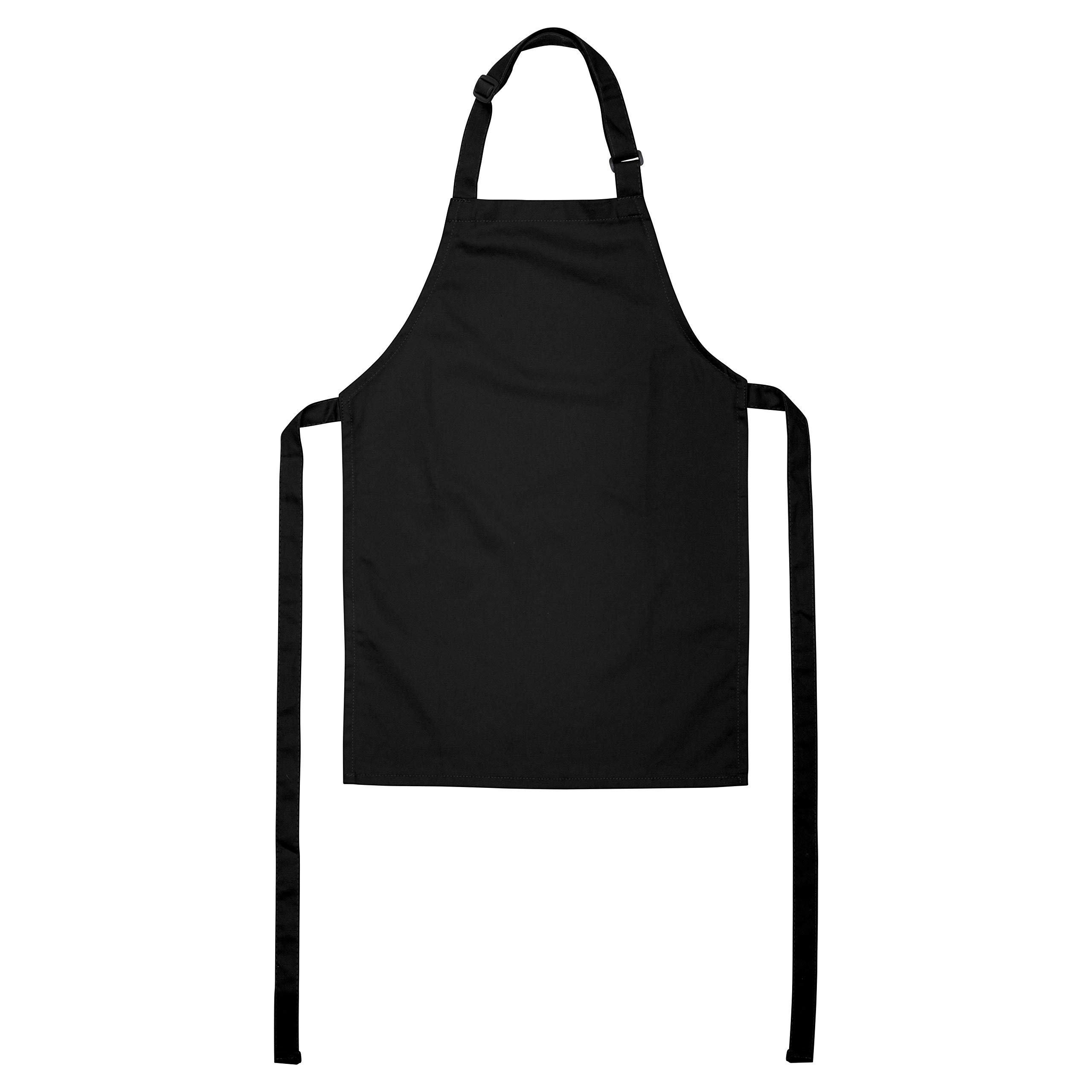 ONEOMI Kids Apron, Small, 100% Cotton With An Adjustable Strap to fit All Ages, Ideal for Cooking, Baking, Painting, Decorating, Party, Chef, Art and Classroom Children Apron (1, Black)