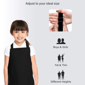 ONEOMI Kids Apron, Small, 100% Cotton With An Adjustable Strap to fit All Ages, Ideal for Cooking, Baking, Painting, Decorating, Party, Chef, Art and Classroom Children Apron (1, Black)