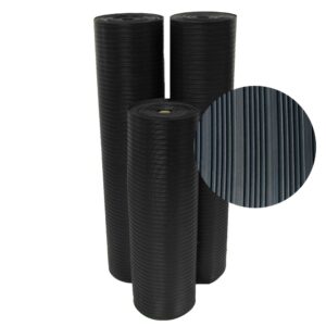 rubber-cal 03_167_w_co_20 composite rib corrugated rubber floor mats, 1/8" thick x 3' x 20' roll, black