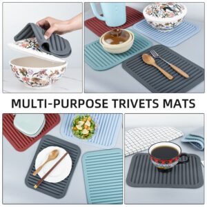 IFFMYJB Trivets for Hot Pots and Pans, Large Black Silicone Trivets, Multi-Purpose Silicone Mat for Countertops Heat Resistant, Trivets for Quartz Countertops, Silicone Hot Pads for Kitchen, Set 2