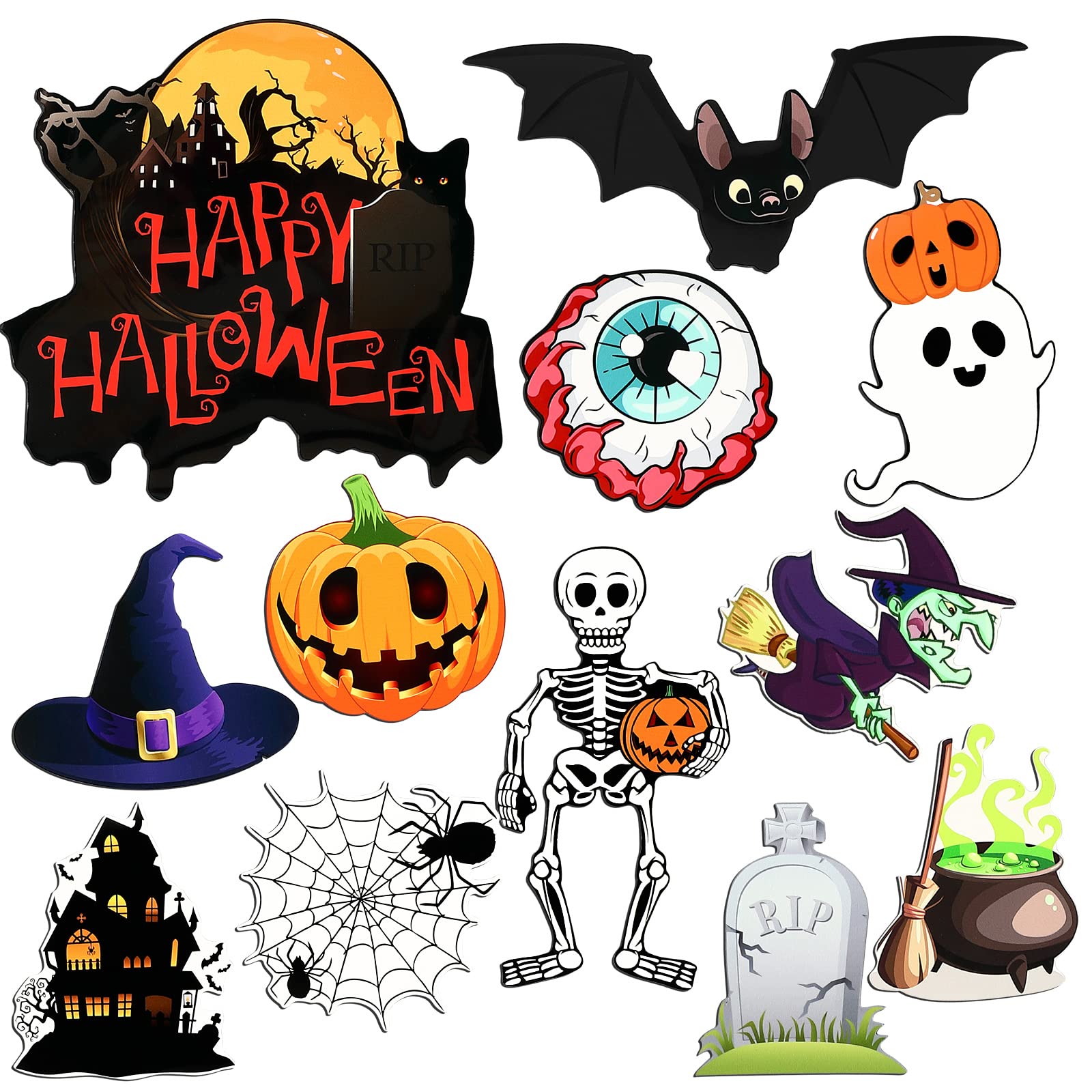 12 Pcs Halloween Magnet Fridge Car Magnets Pumpkin Ghost Refrigerator Decoration Stickers Garage Door Magnets Halloween Holiday Waterproof Magnetic Decals for Locker Home (Fresh Style)