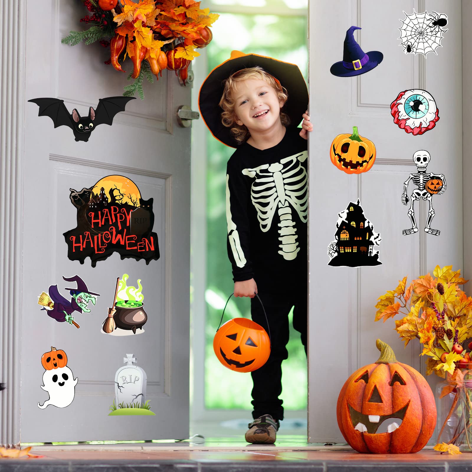 12 Pcs Halloween Magnet Fridge Car Magnets Pumpkin Ghost Refrigerator Decoration Stickers Garage Door Magnets Halloween Holiday Waterproof Magnetic Decals for Locker Home (Fresh Style)