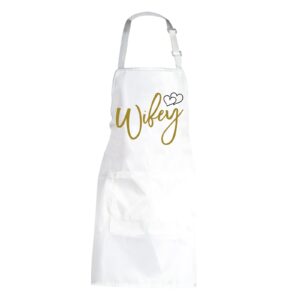 pofull wifey apron kitchen bridal shower gift wedding gift wifey kitchen gift (wifey apron)