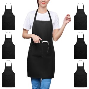 trendbox 6 pack aprons for women men (full adult size) black kitchen aprons with 2 pockets durable personalized apron for bbq kitchen cooking baking crafting restaurant