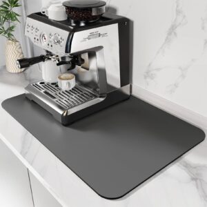 dk177 coffee mat coffee bar mat hide stain absorbent drying mat with waterproof rubber backing fit under coffee maker coffee machine coffee pot espresso machine coffee bar accessories-19"x12"