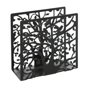 MyGift Black Metal Napkin Holder Cutout Tree and Bird Design for Table Top, Counter Top, Kitchen, Buffet, Restaurant, Dinner Party, Holiday Gifts
