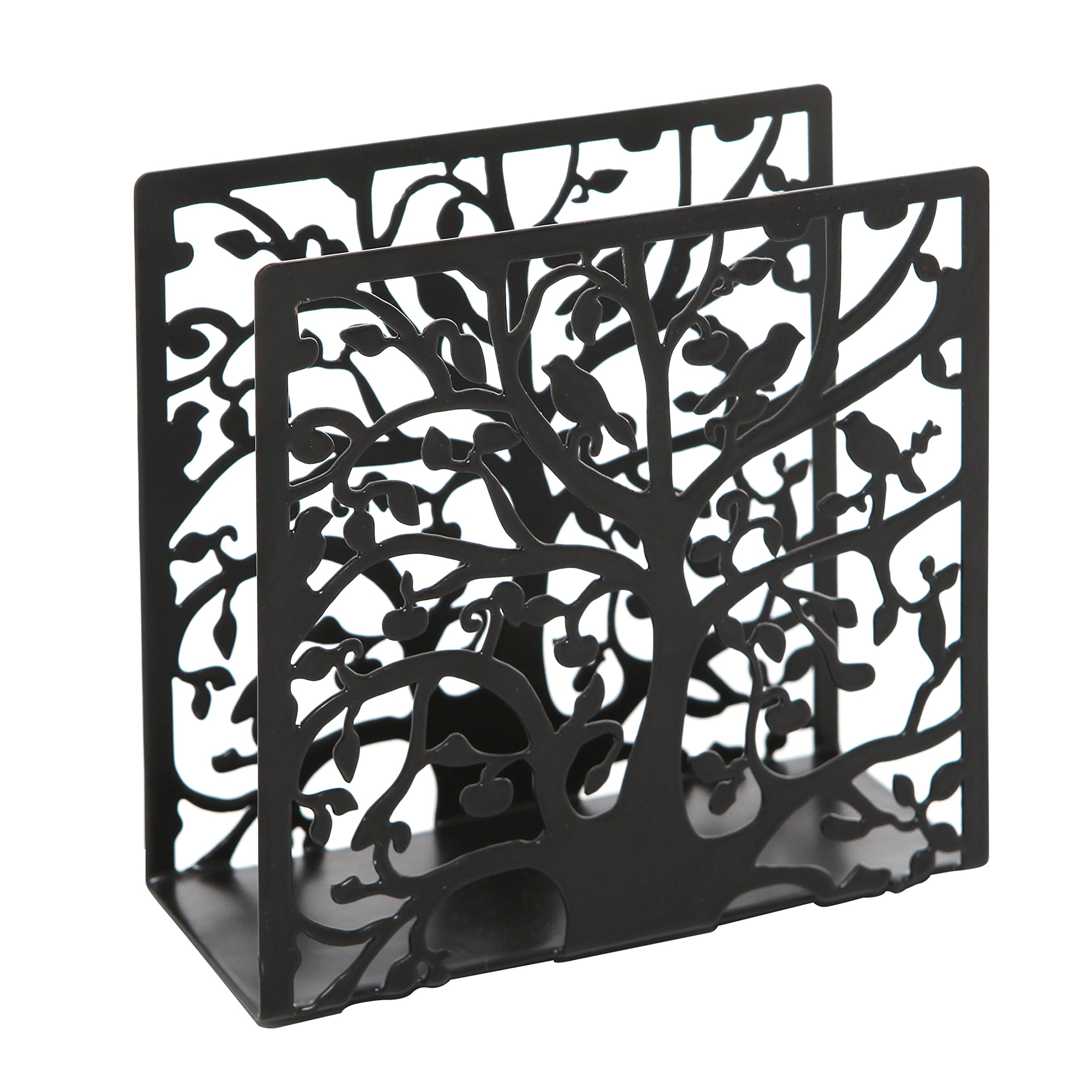 MyGift Black Metal Napkin Holder Cutout Tree and Bird Design for Table Top, Counter Top, Kitchen, Buffet, Restaurant, Dinner Party, Holiday Gifts