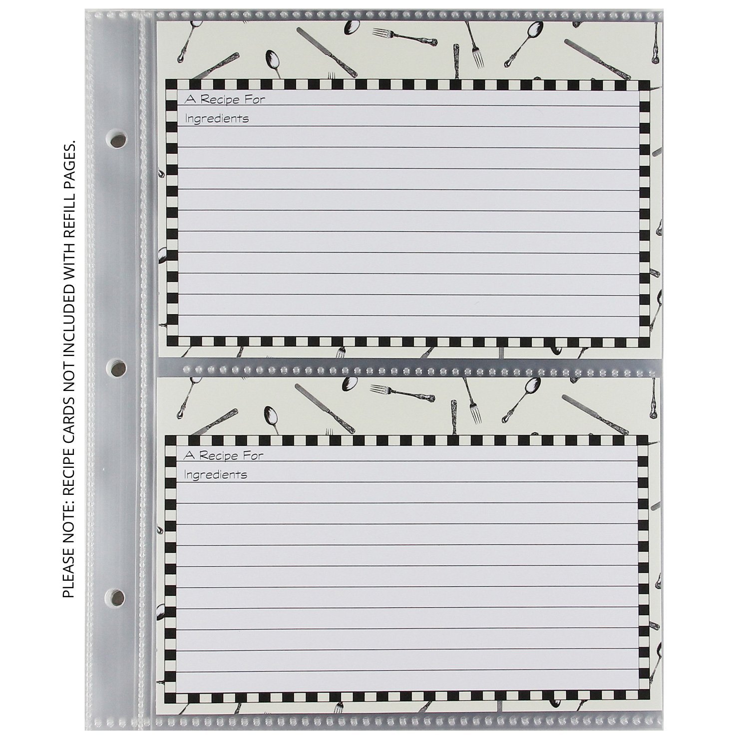 CR Gibson QP-12 Small Recipe Book Pocket Page Refill 20 sheets