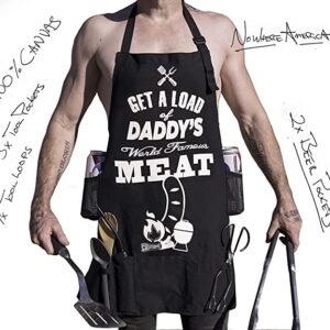 Nowhere America - "Get a Load" - Trashy Funny BBQ Apron for Daddy - 100% Canvas - 5 Pockets - 4 Tool Loops - 2 Beer Holders !!