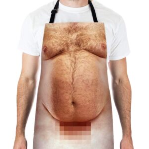 Nonebranded Funny Aprons for Men Adjustable Bib BBQ Cooking Kitchen Grilling Belly Aprons Gag Gifts for Christmas, White Elephant Gift Exchange