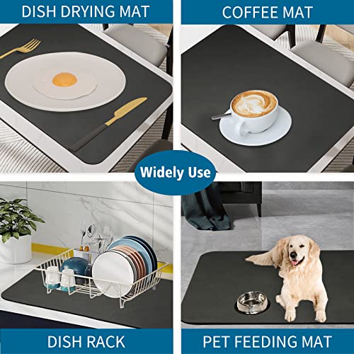 Coffee Mat, Absorbent Coffee Maker Mat ‘’24 x 16’’ for Countertop Hide Stain Rubber Backed Coffee Bar Mat Accessories Dish Drying Mat for kitchen Counter Under Coffee Maker Machine Espresso Coffee Pot