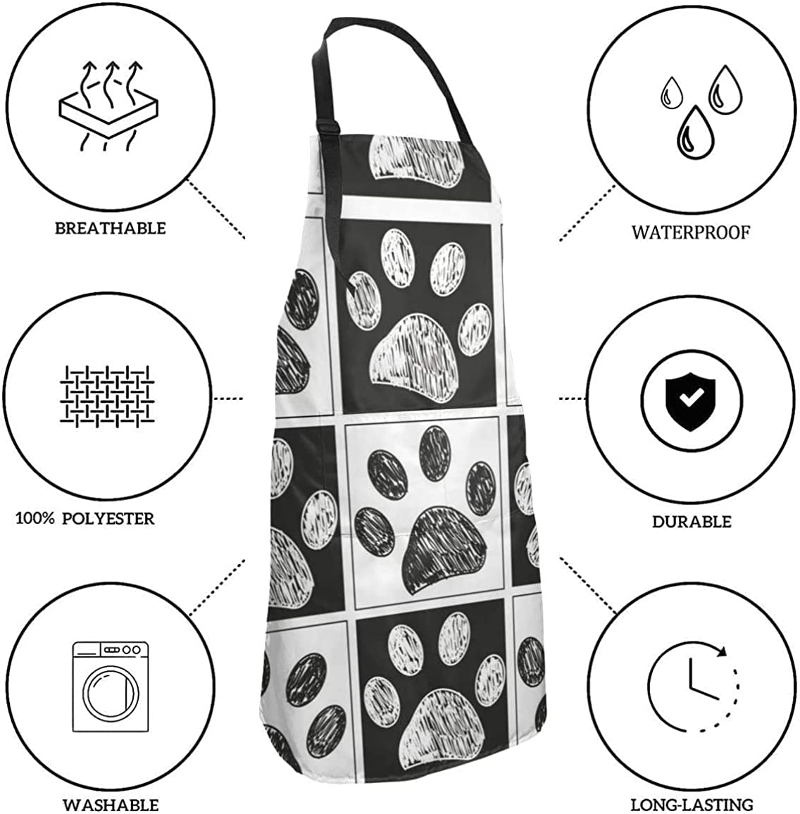 Waldeal Funny Cooking Kitchen Apron for Men Chef Women Dog Groomer With 2 Pockets