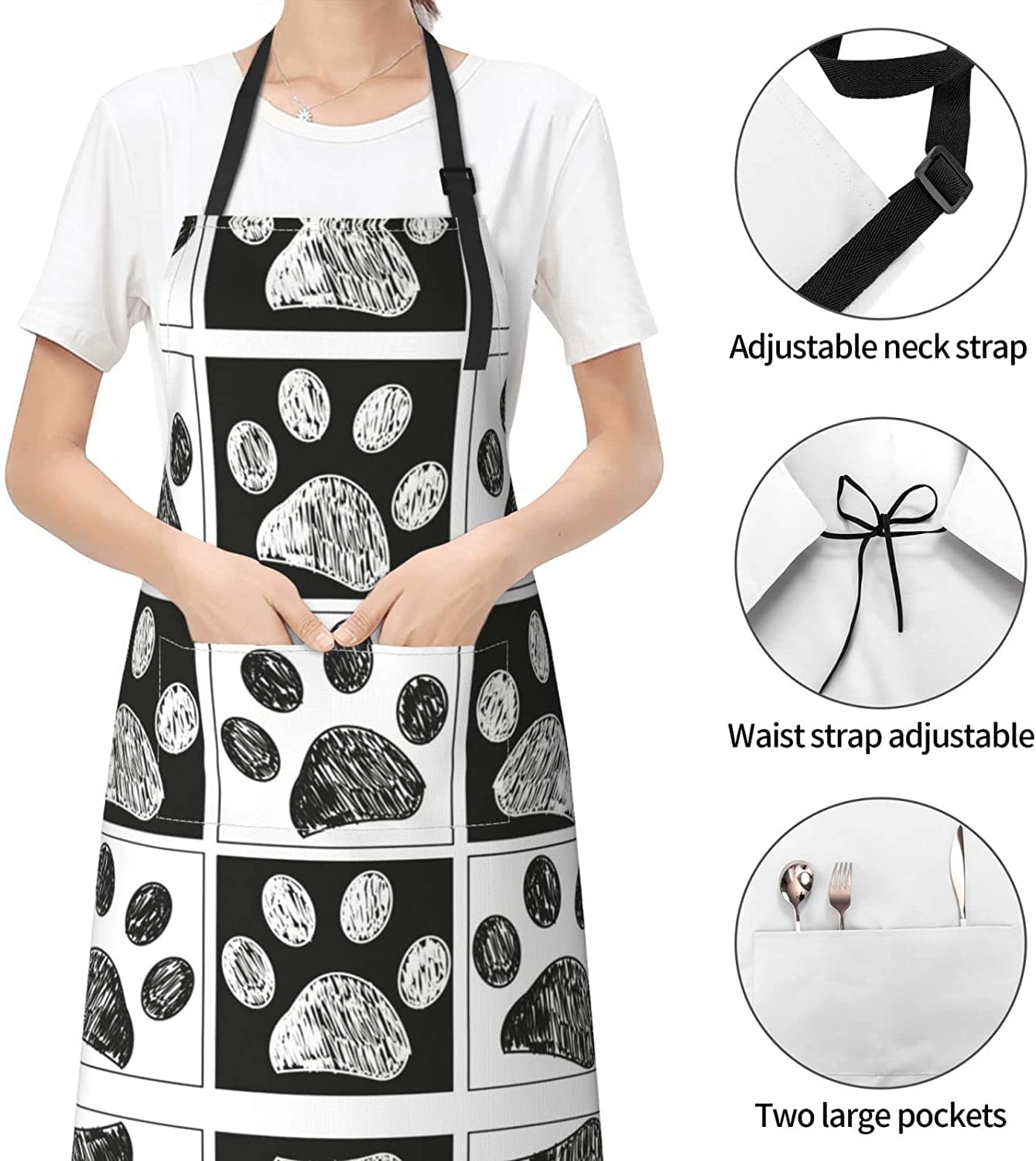 Waldeal Funny Cooking Kitchen Apron for Men Chef Women Dog Groomer With 2 Pockets