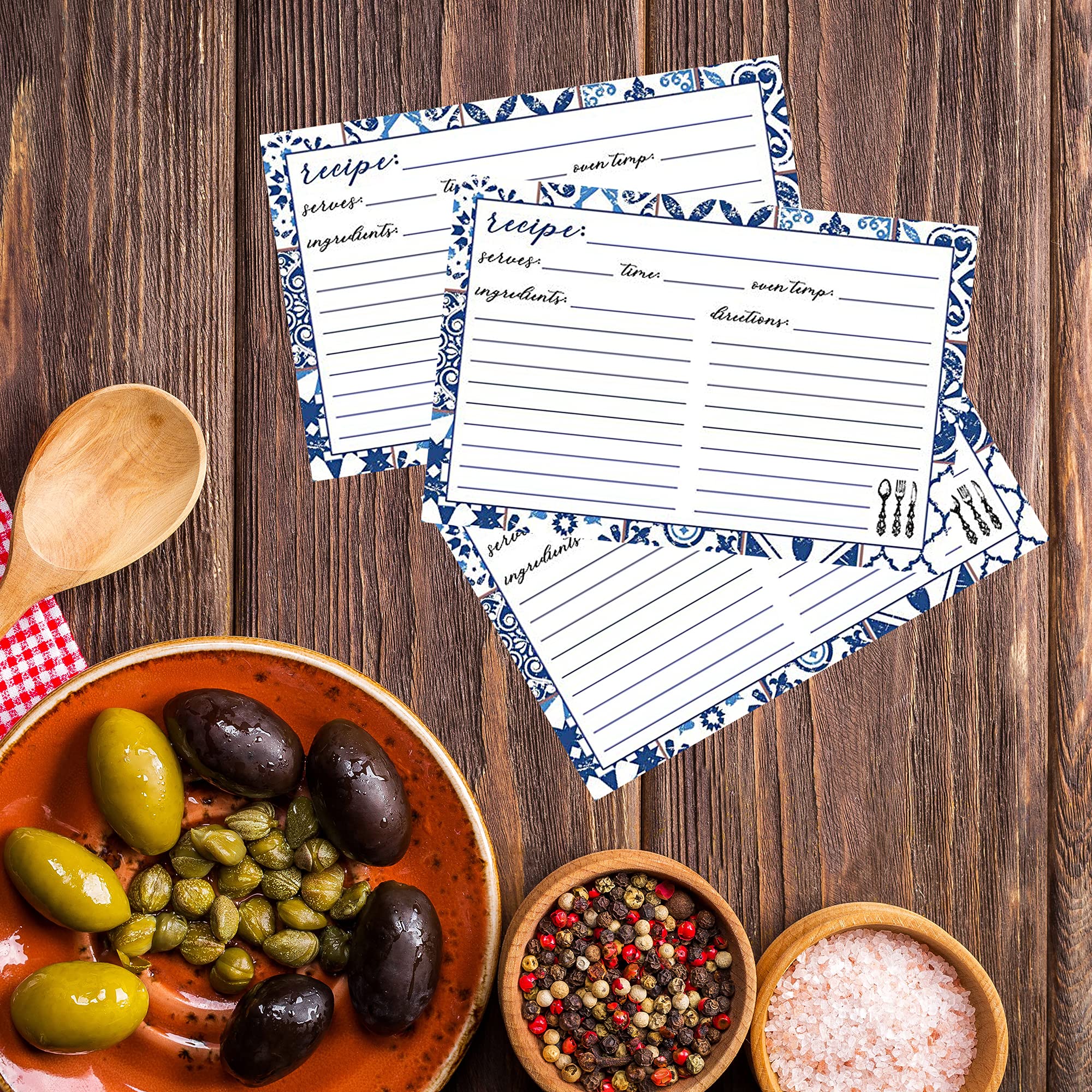 Recipe Cards 4" X 6" Double-Sided Premium Thick Card Stock Great Gift for Amateurs or Experienced Chefs (Pack of 50) (Blue)