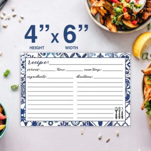 Recipe Cards 4" X 6" Double-Sided Premium Thick Card Stock Great Gift for Amateurs or Experienced Chefs (Pack of 50) (Blue)