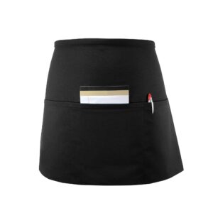 fame adult long 3 pocket waist apron - f9l - black 18810 (wfa83398bk)