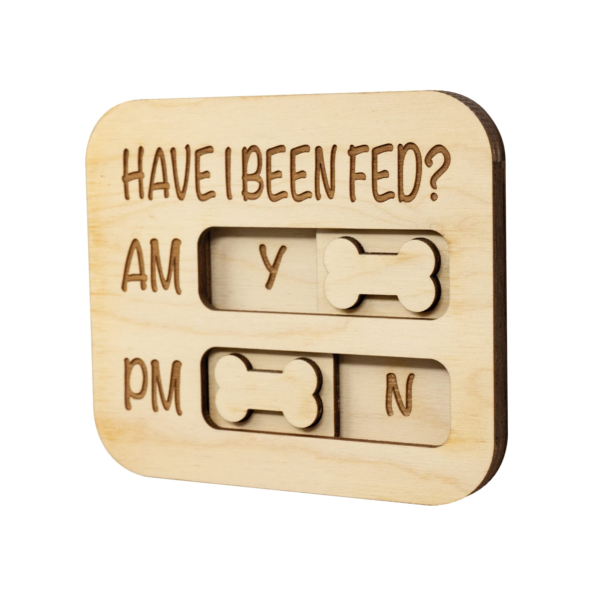 JennyGems Dog Feeding Reminder, Have I Been Fed, Dog Feeding Magnet, Feed Tracker AM PM, Wooden Reminder Slider for Fridge, Made in USA